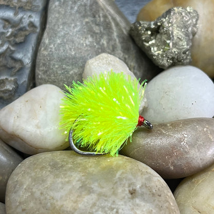 15mm Fritz Hank 30m – Yellow tied as a blob fly on a hook